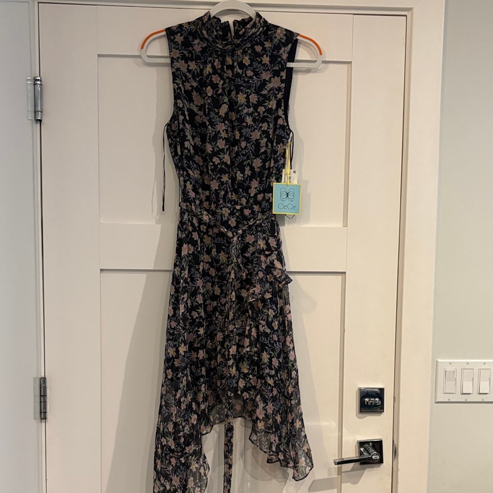 CeCe Multicolor Floral High Low Dress